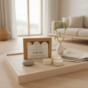 PURIFYING box tealight in cera di soia vegetale artigianale - 6 pezzi