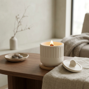 PURIFYING candela in cera vegetale con contenitore in jesmonite