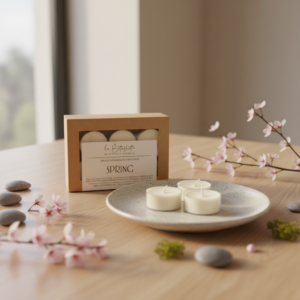 SPRING box tealight in cera di soia vegetale artigianale - 6 pezzi