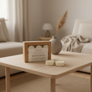 NOTTE DI SETA box tealight in cera di soia vegetale artigianale - 6 pezzi