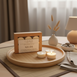NATURAL box tealight in cera di soia vegetale artigianale - 6 pezzi