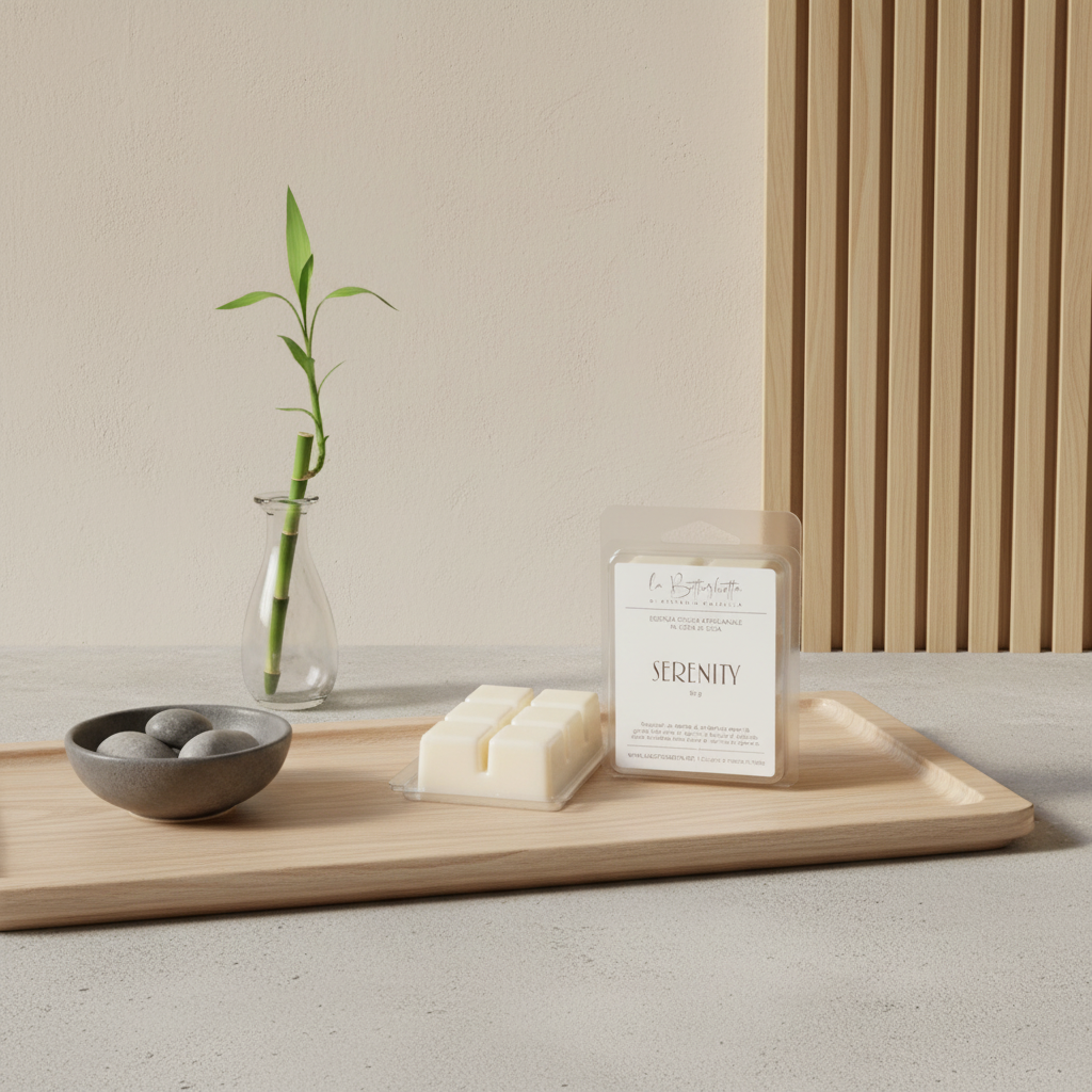 cera solida in cubetti al profumo di agrumi e acqua di cetriolo