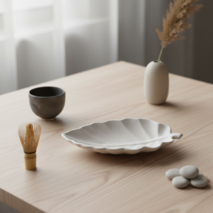 vassoio in jesmonite a forma di foglia di agrifoglio