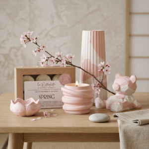 Set rituale Sakura in jesmonite e cera vegetale