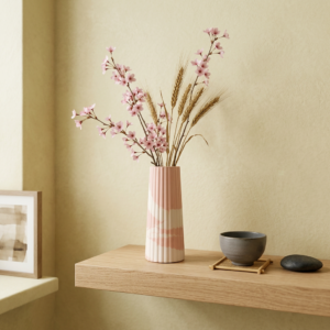 vaso e oggetto home deor in jesmonite rosa e avorio