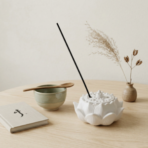 SOFFIO brucia incenso in jesmonite minimal design