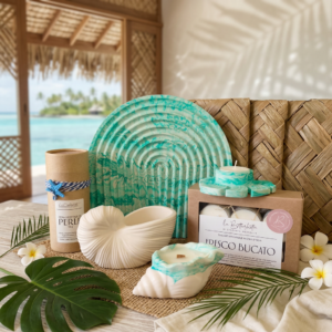 Set rituale Samoa in jesmonite e cera vegetale